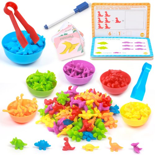 UNIQUE KIDS Counting Dinosaurs Toys Matching Games - Fun and Educational STEM Activities for Preschoolers - Montessori Learning Toys for Ages 3-6 (Dinosaurs)