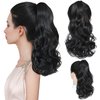 Cesomeey Ponytail Extension, 14 Inch Claw Clip in Ponytail Extension for women, Layered Wavy Hair Ponytail Extension, Soft Natural Looking Synthetic Hair Piece for Women (1B#-Black, 14Inch)