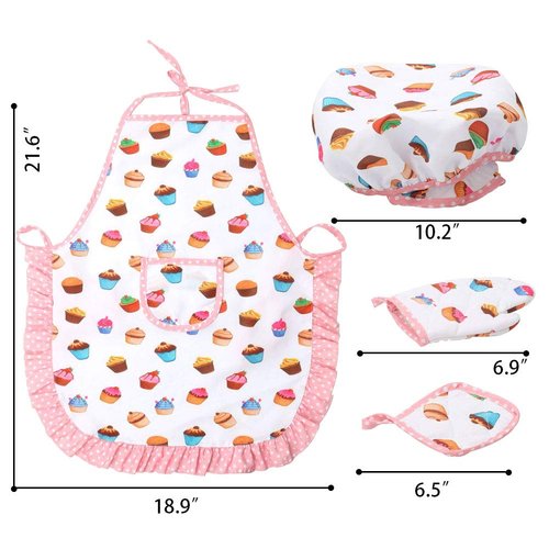 3 otters 11Pcs Kids Cooking and Baking Chef Set, Christmas Toddler Dress Up & Pretend Play Dress Up Clothes for Kids Ages 3-12, Kitchen Toys with Kids Aprons for Girls, Complete Cooking Sets