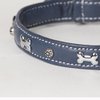 Small Soft Blue Napa Leather Padded Decorated Azzurro Dog Collar - Fits 12" - 14" Neck Size