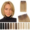 SEGO Clip in Short Hair Extensions 4 Inch 100% Human Hair Hairpiece Human Hair Toppers for Women With Thinning Hair Adding Hair Volume -1 Pcs 8g /Dark Blonde
