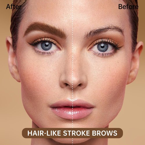 MAKI YIKA Microblading Eyebrow Pencil, Waterproof Eyebrow Pen with 4 Tip Brow Pen and Precise Brow Pencil to Create Natural Hair-Like Brows with Dual-ended Eyebrow Brush (A-Light Brown)