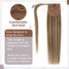 RUNATURE 18 Inch Blonde Ponytail Extensions Human Hair Long Ponytail Hair Extensions Straight Honey Blonde Highlighted Remy Hair Ponytail Extension Full Ends Pony Tails Hair Extensions 80 Gram