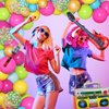 Amandir 90s 80s Theme Party Decorations, 90Pcs Balloon Arch Kit 6PCS Inflatable Retro Disco Ball Microphone Rainbow Roller Skate Boom Box Guitar Balloon for Back to 90s 80s Hip Hop Birthday Supplies