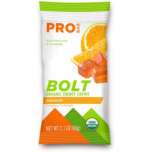 PROBAR - BOLT Organic Energy Chews - Orange - USDA Organic, Gluten-Free, Superfruit Blend, Electrolytes, B Vitamins - Pack of 12
