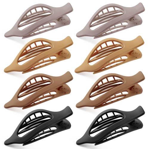 Gift4U Flat Hair Clips for Women, 8 Pack French Concord Claw Clips for Thick Thin Curly Hair, Strong Hold No Slip Grip Hair Claw Clips, Neutral Colors B