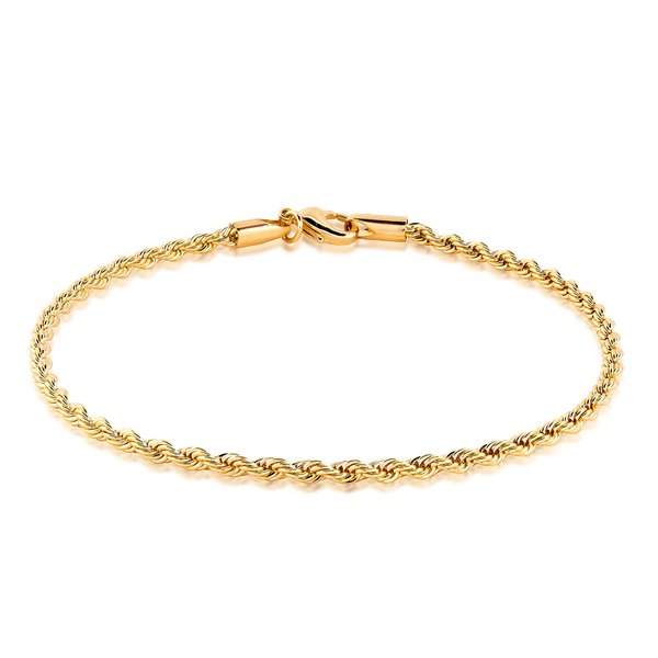 Barzel 18K Gold Plated Braided Rope Anklet for Women - Made In Brazil