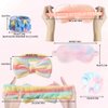 15 Pcs Sleepover Party Favors for Teenager Girl, Spa Headband Wrist Towels for Washing Face, Plush Bow Makeup Headbands Wristband Sleep Eye Mask Tie Dye Scrunchies for Single Women Spa Pajama Party