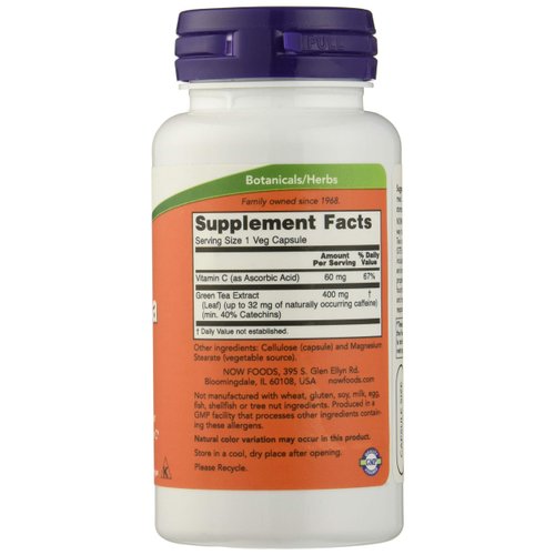 NOW FOODS Green Tea Extract 400mg 60% Capsules, 100 CT