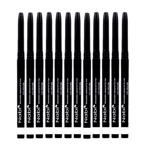 Beauty Spot (12pcs) Nabi Retractable Waterproof Eyeliner Pencil - Long Lasting Fade Resistant Formula - Quick Makeup Remover (White)