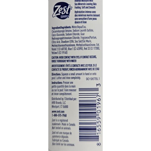 Zest Simply Body Wash - Ocean Wave with Intense Moisture and Sea Minerals - 15.2 oz. (2-Pack)