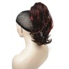 Wiginway Hairpieces Messy Style Ponytail Hair Extension Handmade Braid Synthetic Hair-Piece with Jaw Claw Clip (Dark red with Highlights)