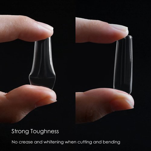 Wellquinn Square Nail Tips Full Cover, Long Clear Professional Acrylic Tips, Long Lasting Utra-hard False Nails Press on Nails for Nail Extension Manicurists, 360Pcs