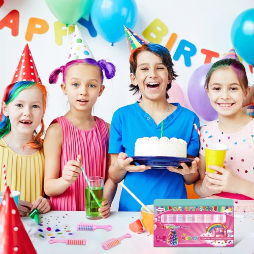 New Hair Chalk Comb for Girls Kids, Washable Temporary Hair Color Dye for Kids Ages 5 6 7 8 9 10+ Birthday Party Gift Cosplay DIY, Easter (Pink,Purple,Blue,Green,Red,Orange,White,Black)