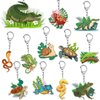 Lcnjscgo Reptile Party Favors 12 PCS Acrylic Reptile Themed Key Chains Alligator Lizard Gecko Snake Turtle Snail Frog Chameleon Reptile Party Supplies Decorations Jungle Gift Classroom Prize for Kids