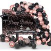 Toylin Rose Gold Black Birthday Decorations, 100 pcs Black Rose Gold Birthday Balloons Photography Backdrop Banner for Boys Girls Men Women Birthday Party Decorations Supplies