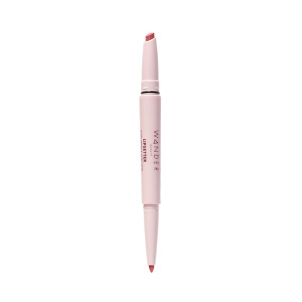 Wander Beauty Lipsetter Dual Cream Lipstick + Lip Liner - Roaming Rose - Ultra-Smooth, Hydrating Lipstick and Warm Pink Lip Liner with a Soft Matte Finish - Made with Squalane & Peptides (1 Count)