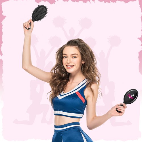 Cheerleading Hair Brush Set - 12 Pcs Mini Detangling Travel Brushes for All Hair Types, Extensions & Wigs