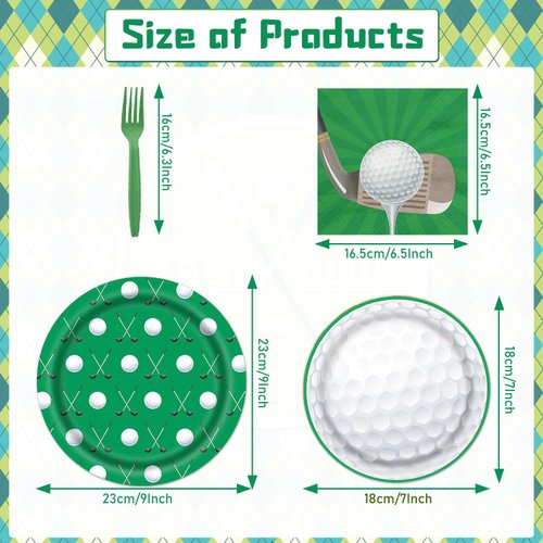 Rakuto Golf Party Plates Napkins - 64PCS Golf Party Supplies Golf Party Tableware Set Golf Theme Paper Plates Napkins Forks Disposable Golf Plates Golf Birthday Party Decorations Supplies