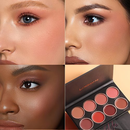 MIELIKKI 8 Colors Blush and Highlighter Palette, 2-in-1 Contour Makeup Palette, Lightweight, Blendable, Natural Radiance, Face Palette Holiday Gift Set for Women