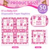 DYLIVeS Pink It's a Baby Girl Napkins, Baby Shower Dinner Napkins Disposable Paper Luncheon Cocktail Napkins for Baby Girl Shower Party Decorations Baby Shower Gender Reveal Supplies, 50 Pack, 3-Ply