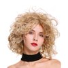 Sallcks Short Curly Blonde Wig for Women Shaggy Curly Natural Synthetic Heat Resistant Cosplay Costume Wig with Wig Cap
