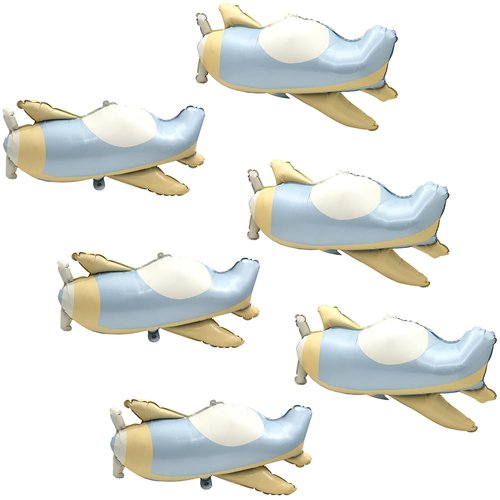 4D Matte Plane Balloons Transportation Airplane Helicopter Party Supplies Adventure Decoration, 6 Pack Cartoon Flying Plane Balloon Fighter Copter Aircraft Mylar Balloons Fighter Jet Airplane Balloons