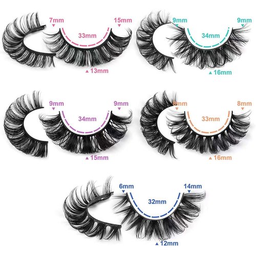 False Russian Strip Lashes 10 Pairs- Wispy, Fluffy, Natural, Curly, D Curl Volme Mink Extension Look Alike