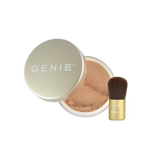 GENIE NUTRATANICALS Antioxidant Foundation Medium Tan, 8 gm & Small Kabuki Brush