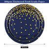 Aneco 60 Pieces 7 Inches Disposable Paper Plates Navy Blue Paper Plates Blue and Gold Foil Dot Dessert Plates Round Paper Plates for Wedding Bridal Shower Birthday Party Decorations