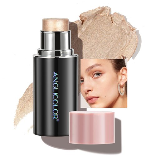Anglicolor Highlighter Stick, Blendable, Highlighter Makeup, Smooth, Highlighter Makeup Stick, Long Lasting, Brightening Effect, Fragrance Of Flowers, Better for Fair Skin