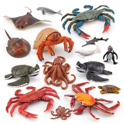 BRETOYIN 15PCS Jumbo Sea Creatures Toys Set for Kids Whale Toy Figure Sea Turtle Figurine Toys Model Sea Ainimals Shark Toys Boy Birthday Gift