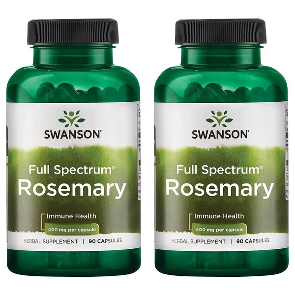 Swanson Full Spectrum Rosemary - Herbal Supplement Promoting Immune Health Support - Natural Formula to Help Defend The Body & Support Overall Wellness - (90 Capsules, 400mg Each) 2 Pack