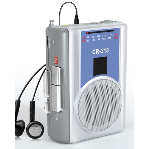 Walkman Cassette Player Recorder with AM FM, Portable Vintage Cassette Tape Player with Earphone Jack,Built-in Microphone,Loud Speaker for Walking,Jogging