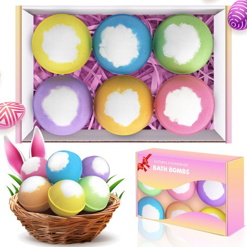 Easter Basket Stuffers for Kids Toddler: sanyi Bath Bombs for Kids, 6 Bubble Bath Bombs for Women Gift Set, Relaxation and Luxuriate Home Spa with Essential Oil, Birthday Gifts for Women, Mom