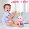 Holaxander Baby Rabbit Musical Stuffed Animals Toy,Infant Bilingual Early Learning Education Toy with Light-Up Music & Crinkle,Tummy Time Toys for 0-3-6-12+ Months Boy Girl, Pink