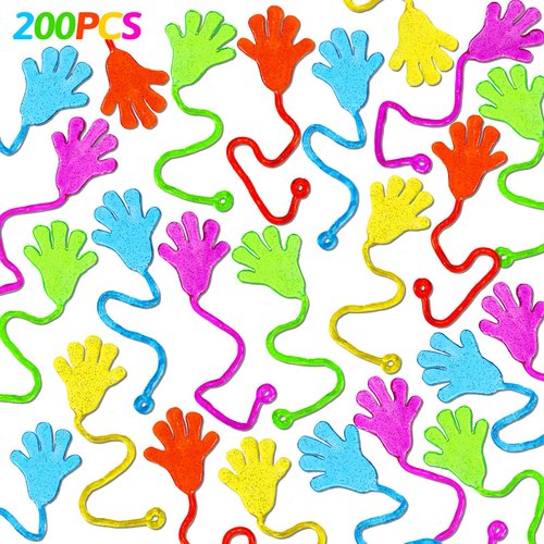 200PCS Glitter Sticky Hands Party Favors for Kids Birthday Supplies Goodie Bag Stuffers Classroom Treasure Box Carnival Prizes Bulk Goody Treat Gift Trinkets Stuff Pinata Fillers Mini Stretchy Toys