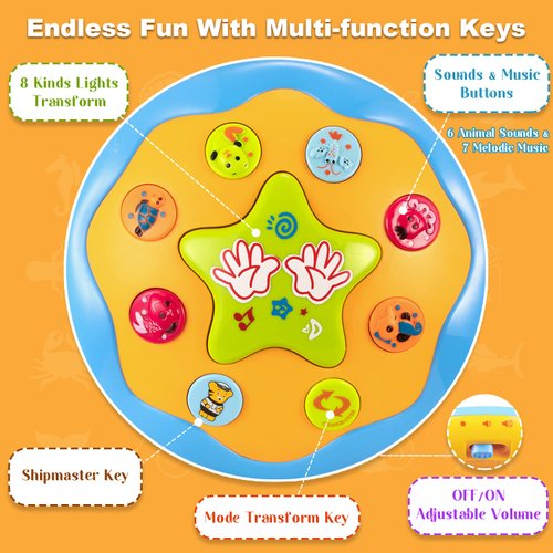 Baby Toys 6 to 12 Months Ocean Projector Baby Light Up Toys Musical Tummy Time Infant Toys 3-6 6-12 12-18 Months 6 7 8 9 Month Old Baby Crawling Toys One Year Old Birthday Gifts Boys Girls