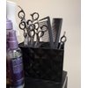 Salon Shears Rack for Hair Stylist Scissors Container for Pet Grooming Hair Cutting Organizer Storage Box Salon Shear Holder Combs Clips Brushes Hairdressing Combs Organizer (Black)