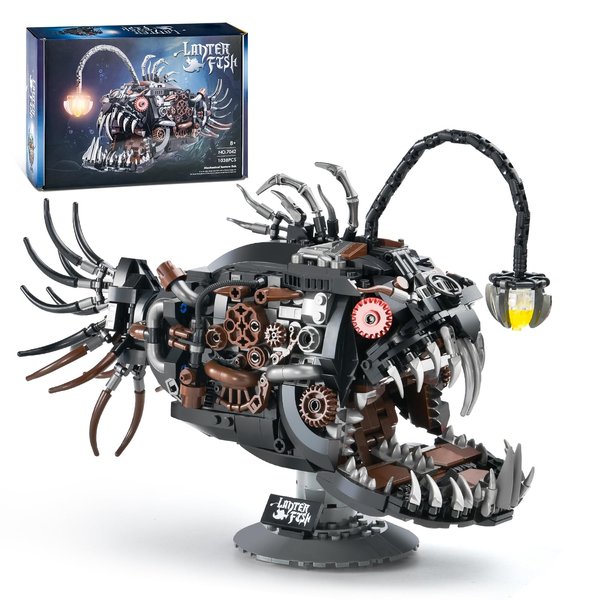 XITALAXU Mechanical Lantern Fish Building Sets,Ocean Animal Collection Toy,Adults Home or Office Decor,STEM Building Gift for Teens Boys and Girls 8-14 (1038PCS)