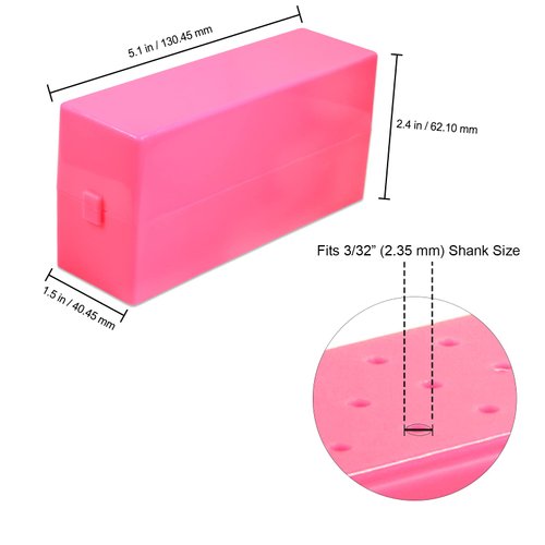 PANA Nail Drill Bit Holder Stand Display Organizer- Dust Proof Storage Container Box Case Tools for Home Use or Nail Salon - (30 Holes, Pink)