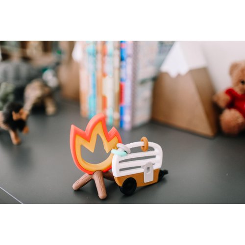 Lucy Darling Camper Baby Teether Set, 2 Pcs Textured Silicone Teething Toys, 0+ Months Baby Essentials for Infant Girl or Boy, BPA-Free Teething Relief & Chew Toy, Easy to Hold, Chew & Clean Teethers