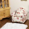 Dollhouse Couch with Pillow 1 12 Scale Miniature Sofa Arm Chair Living Room Furniture Wooden Fabric Frame Single Reading Chair Artificial House Room Scene Decoration (White Floral)