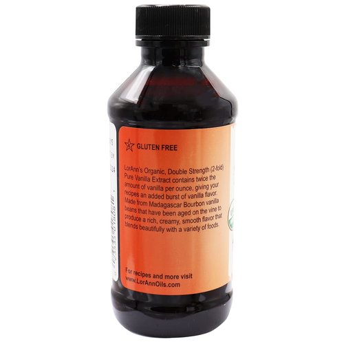 LorAnn Organic Madagascar Double Strength Vanilla Extract, 4 ounce bottle