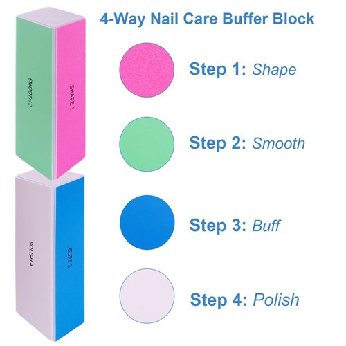 4 Way Nail Buffer Block (10 Pcs), Nail Shine Buffers Blocks Files for Natural and Acrylic Nails Smoother Buffing Block Polisher Fingernail File Buffer 120/240/600/3000 Grit for Buffing Shinning