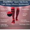 Doc Miller Open Toe Compression Socks for Women and Men 15-20mmHg, Shin Splints, Varicose Veins and Calf Injury Recovery, 1 Pair Red Black Medium Toeless Compression Socks Women
