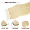Hair Extensions Tape 50g 20pcs 16 Inch Bleach Blonde Soft Tape in Human Hair Extensions Real Human Hair Remy Hair Extensions Silky Straight Human Hair Extensions Invisible Tape Natural Hair