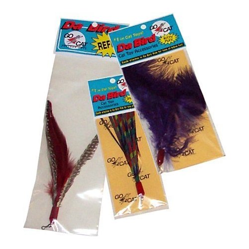 Litterboy pets The Da Bird Super Pack (Includes 1 Da Bird Original 36" Single Pole Cat Toy, Feather Refill, Sparkly Attachment, Kitty Puff Attachment & Peacock Feather)