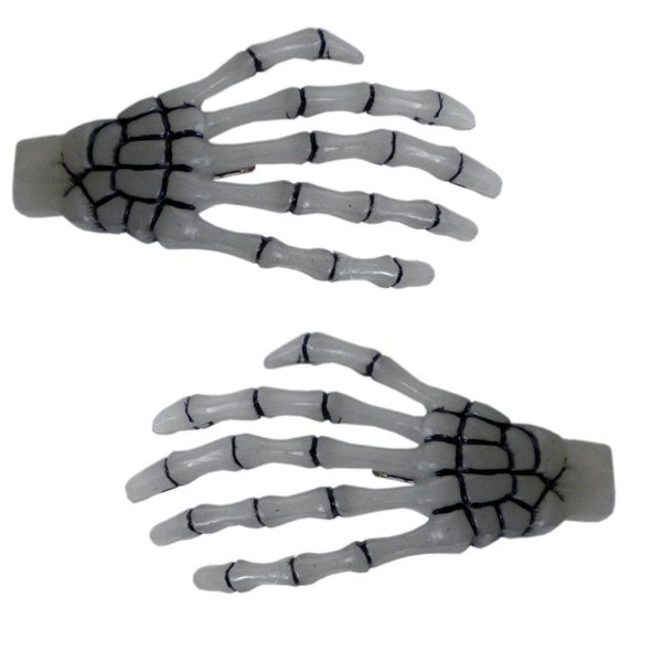 Glow-in-the-Dark Skeleton Hands Hair Clip Halloween Horror Accessory Kreepsville