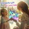 BSTAOFY 12’’ Musical Light up Husky Puppy Stuffed Animal Realistic LED Singing Dog Soft Plush Toy with Night Lights Glow in The Dark Birthday Valentines Christmas for Toddler Kids